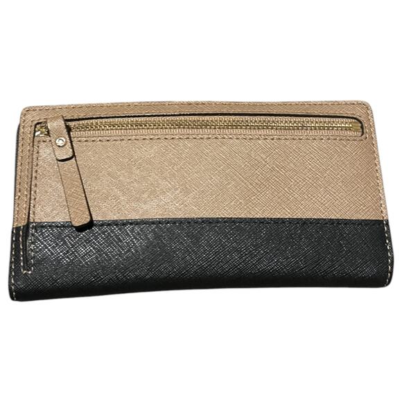 Kate Spade New York Laurel Way Stacy Saffiano Leather Wallet Porcelain Black - Picture 2 of 6